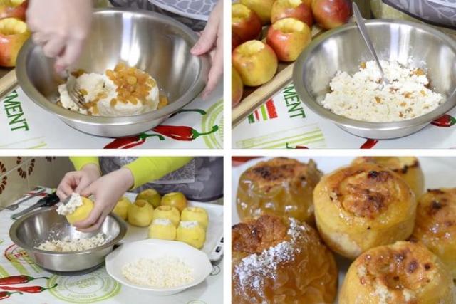 Как запечь яблоки с творогом в духовке: рецепты диетические и не очень